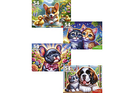 Пазл 54эл. Котята с щенками П54-8712