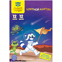 Цветной картон А4 12л. 12цв. Мульти-Пульти КЦнм12-12в_31566 немелованный, "Волшебный" (золото,серебро), в папке