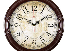 Часы настенные "21 Век" 35*35 3527-122 Ретро классика коричневые круглые