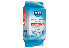Влажные салфетки  Ан. AURA 70шт Антибактер.