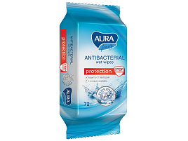 Влажные салфетки  Ан. AURA 70шт Антибактер.