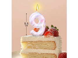 Свеча-цифра "9" Белый мрамор 6990838