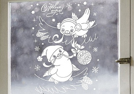 Наклейка  на окно 6940008 Новогодняя суета