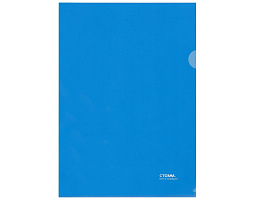 Папка-уголок СТАММ ММ-30949 А4, 180мкм, пластик, прозрачная, синяя