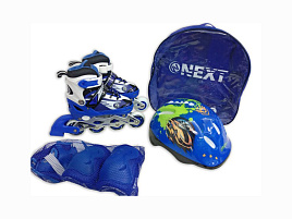 Роликовые коньки р-р 27-30 ASET27-30-AT33 +защита+шлем в рюкзаке