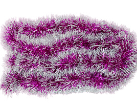 Мишура №10/H08 Малиновая с серебрянным кончиком