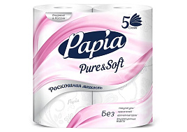 Туалетная бумага Papia Platinum Белая 4шт.5-ти сл.Pure&Soft 1423