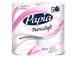 Туалетная бумага Papia Platinum Белая 4шт.5-ти сл.Pure&Soft 1423