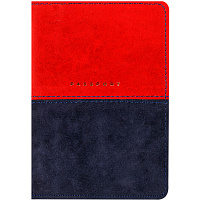 Обложка на паспорт OfficeSpace 311099 "Duo", кожа, красный+синий, тиснение фольгой