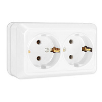 Розетка 2м ОП Олимп 16А бел с заз О0128