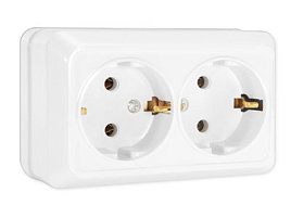 Розетка 2м ОП Олимп 16А бел с заз О0128