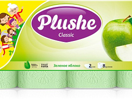 Туалетная бумага Plushe Classic 8шт.2-х сл.18м Ароматиз.Яблоко