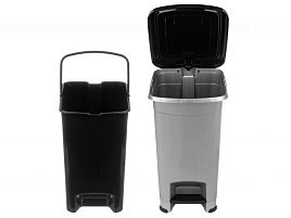 Контейнер для мусора 10л с педалью Слим 640474 серы-черный