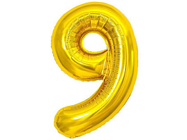 Шар надувной Цифра 9 золото MESHU MS_51223 102см