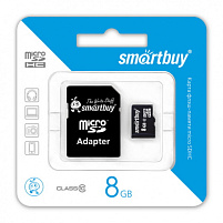 Карта памяти micro SDHC 8GB Smart Buy Сlass 10 (с адаптером SD) 2125