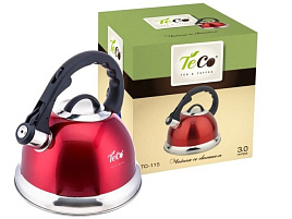 Чайник нержавейка 3л TC-115/6160 со свистком красный