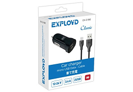 Зарядное устройство EXPLOYD EX-Z-582 micro USB 3.4A 2.4A+1A