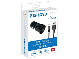 Зарядное устройство EXPLOYD EX-Z-582 micro USB 3.4A 2.4A+1A