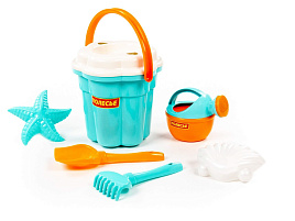 Песочный набор №650 93318  Ведор, сито,лопата,грабли,формочки, лейка