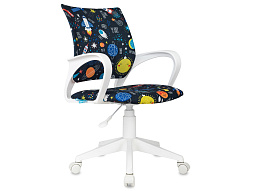 Кресло Helmi HL-K95 R (W695) "Airy", спинка сетка/сиденье ткань с рисунком шаттл мультиколор, пиастра, пластик белый
