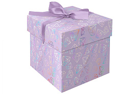 Коробка складная MESHU MS_54182 "Crystals", (15*15*15см), с лентой, отд. фольгой