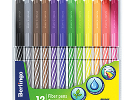 Фломастеры 12цв. Berlingo WP_03012 "SuperTwist", смываемые, рисунок на корпусе, блистер