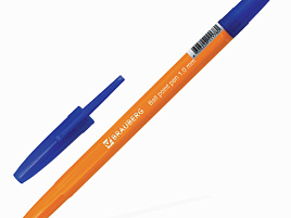 Ручка Brauberg 141668 синяя, корп. оранжевый, толщ.письма 1мм