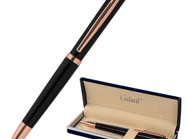 Ручка Galant подар. 143514 "PUNCTUM BLACK", корпус черный, детали розовое золото, узел 0,7 мм, синяя