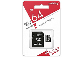 Карта памяти micro SDXC SmartBuy 64GB UHS-1, Class 10+адаптер 2561