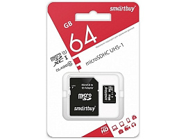 Карта памяти micro SDXC SmartBuy 64GB UHS-1, Class 10+адаптер 2561