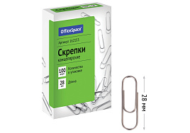 Скрепки OfficeSpace 28мм 100шт. 162153 100шт., карт.упаковка