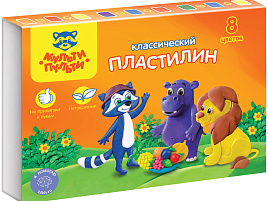 Пластилин 8цв. Приключения Енота КП_10207, 160гр. со стеком