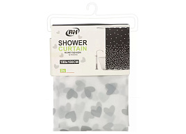 Шторка для ванной 180*180 ПЕВА черные сердца Y4-11155