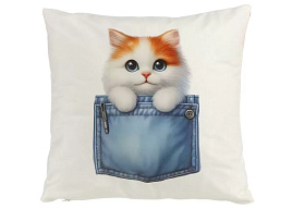 Подушка 38*38 Котенок в кармашке 509417/7537
