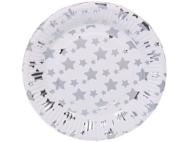 Тарелка бумажная 18см 130-689 Звездной сияние, серебро (10шт)
