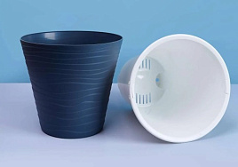 Кашпо цветочное 2л Валенсия 056535 антрацит с вкладышем 0718