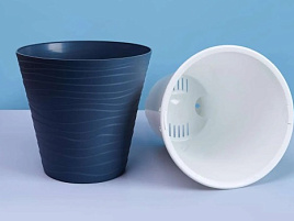 Кашпо цветочное 2л Валенсия 056535 антрацит с вкладышем 0718