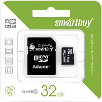 Карта памяти micro SDHC 32GB SmartBuy Class 10 (адаптер SD)