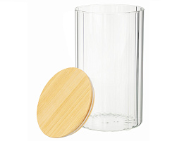 Банка для сыпучих стекло 1100мл с бамбук.кр. 828-321/6993