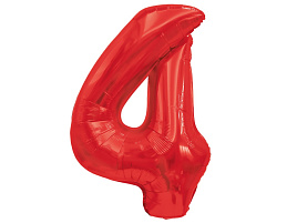 Шар надувной Цифра 4 красный 32/81см 359-754