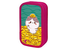 Пенал 3-х камерный ЮНЛАНДИЯ 273500 "Duck tales", soft-touch, 19х11 см
