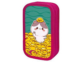 Пенал 3-х камерный ЮНЛАНДИЯ 273500 "Duck tales", soft-touch, 19х11 см