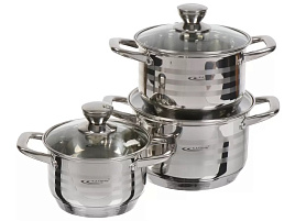 Набор кастрюль нержавейка 3пр (1,8+2,5+3,5л) КТ16-В Элис Катунь