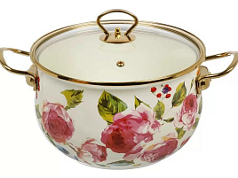 Кастрюля эмаль 5л 513821/Y4-11365/9101 Daniks Пионы индукция