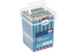 Набор скетчмаркеров 36цв. Гамма "Студия" 1204P_36 двусторонних, основные цвета, корпус трехгранный, пулевид./клиновид. наконечники, пласт.кейс