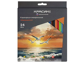 Карандаши цветные 24цв. Красин КР-241000 акварельные "Айвазовский", трехгран., заточен., картон, европодвес