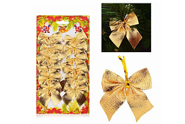 Бант на елку Золотистый S0915 12шт