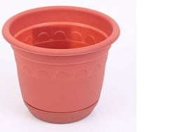 Кашпо цветочное 0,9л Колывань С92Т терракот с поддоном