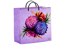 Упаковочная сумочка 30*30 Георгины, мягкий пластик