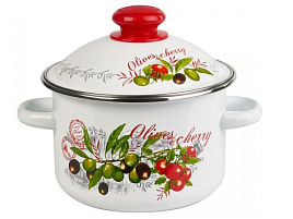 Кастрюля эмаль 2л 3MD161M Оливки и черри индукция